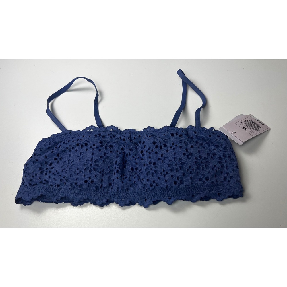 Auden Lace Padded Bralette Navy Blue Sz XS Wireless Cotton Lined NWT